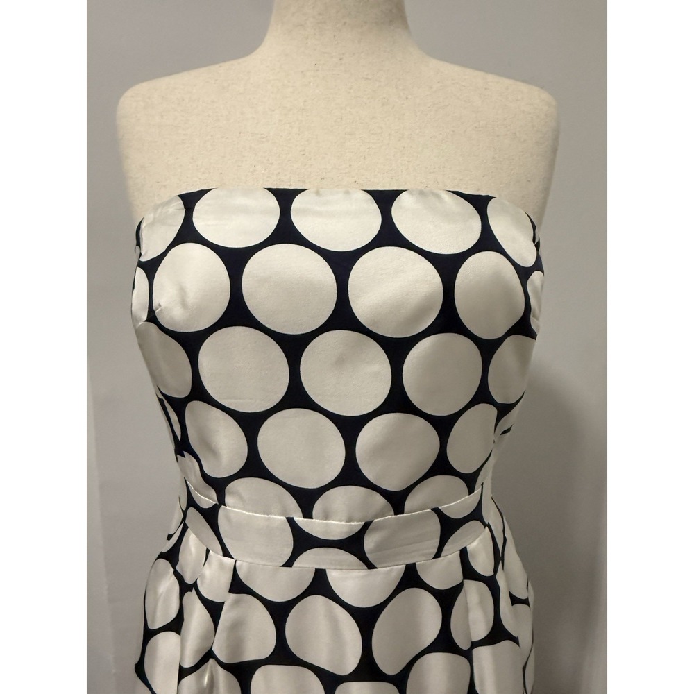 Banana Republic 100% Silk Strapless Sheath Dress Polka Dot Pockets Retro Mod 12 - Picture 5 of 16
